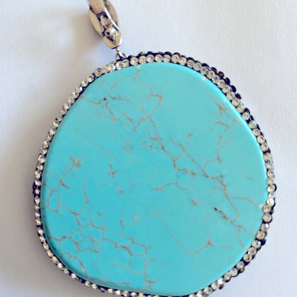 Turquoise, rhinestone and marcasite pendant - Picture 2 of 4